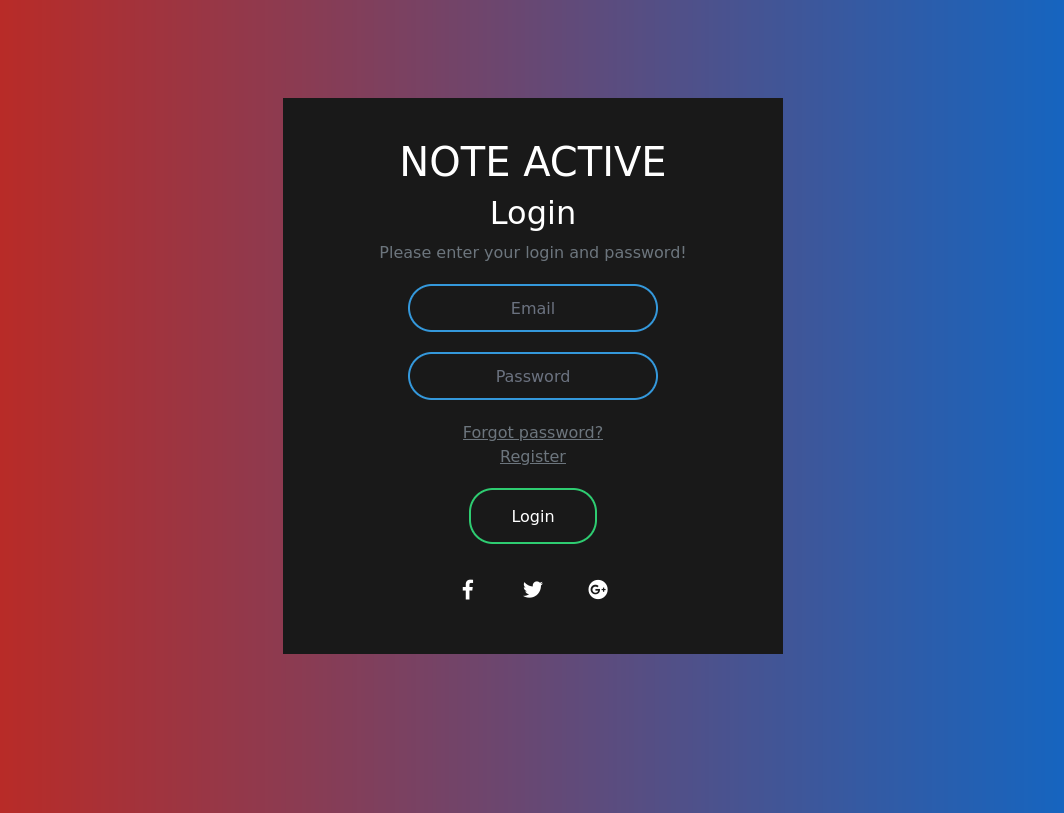 Login page of NoteActive